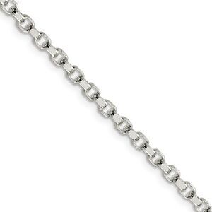 3.5mm, Sterling Silver Solid Diamond Cut Rolo Chain Necklace, 24 Inch